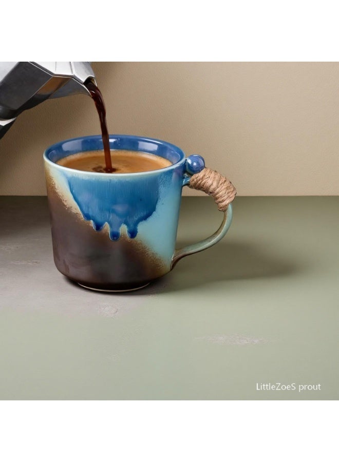 Clink Handmade Rustic Ceramic Japanese Style Mug with Rope Handle – Artisan Glaze Coffee & Tea Cup - Image 4